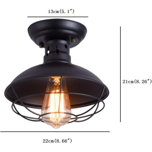 Présentation de Plafonnier Industriel Cage Métal, Luminaire Suspendu Bronze en situation