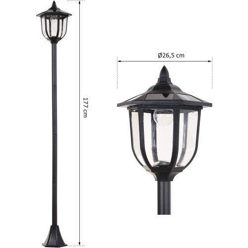 Présentation de Zoom sur Lampadaire solaire extérieur LED noir, luminaire classique