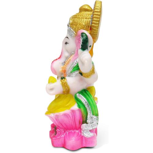 Présentation de Zoom sur Statue Ganesh en résine, sculpture hindoue, idole décorative