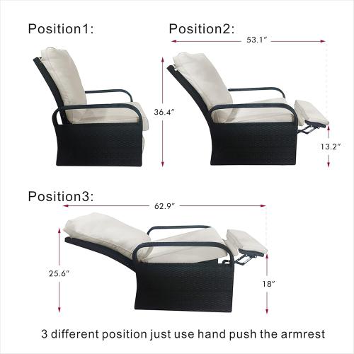 Présentation de Zoom sur Fauteuil inclinable extérieur, résine tressée, coussins confortables