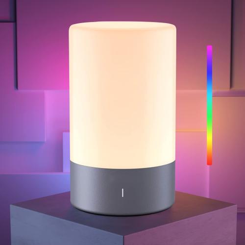 Présentation de Présentation Lampe de Chevet Tactile ROOTRO RGB Dimmable, Idéale pour Bureau