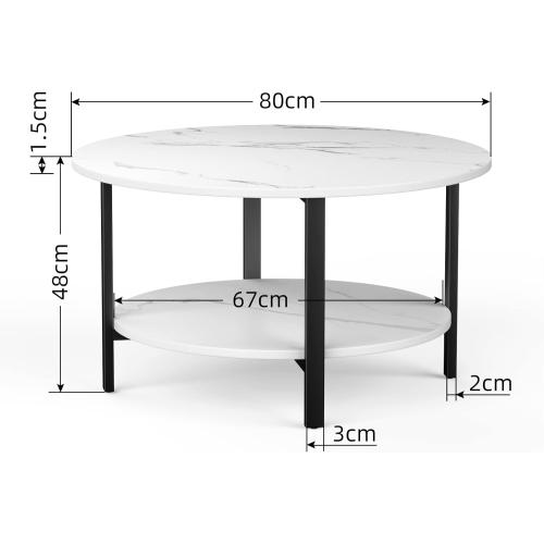 Présentation de Zoom sur Table Basse Ronde VOWNER, Effet Marbre, Métal Doré