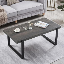 Table basse rustique bois, métal, EXCEFUR, gris en situation