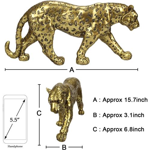 Présentation de Figurine Polyduke guépard moderne, décoration intérieure dorée en situation