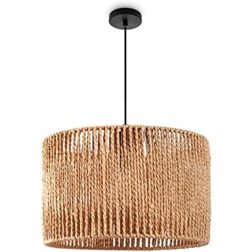 Présentation de Présentation Lampe Suspendue Rotin Boho E27 pour Salle à Manger Paco Home