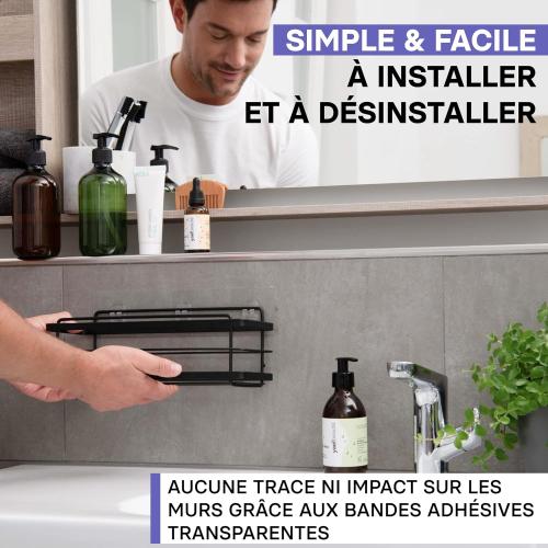 Présentation de Zoom sur Etagère Douche KINCMAX - Organisation Salle de Bain Sans Perçage