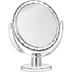 Présentation Miroir maquillage grossissant Relaxdays, rond, pivotant, transparent