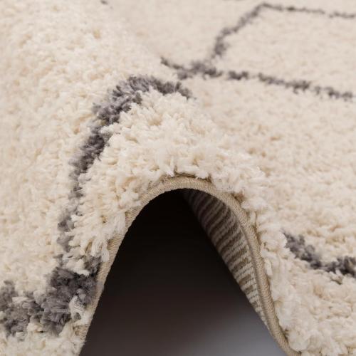 Présentation de Zoom sur Tapis Shaggy Losange Blanc Casse, Pergamon