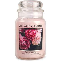 Présentation Bougie parfumée Village Candle, pivoine fraîche, verre 760 ml