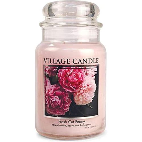 Présentation de Présentation Bougie parfumée Village Candle, pivoine fraîche, verre 760 ml