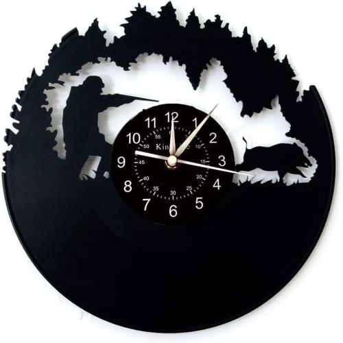 Présentation de Présentation Horloge Murale Vinyle Chasseur Arme Décoration Créative