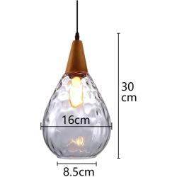 Suspension en bois, gouttelettes d'eau, verre gris, moderne en situation