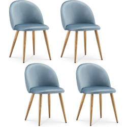 Présentation Chaises Salle à Manger Rembourrées Velours Bleu Clair, Ofcasa