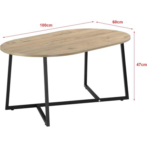 Présentation de Zoom sur Table Basse Ovale Design Noir Effet Chêne, en.casa