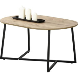 Présentation Table Basse Ovale Design Noir Effet Chêne, en.casa