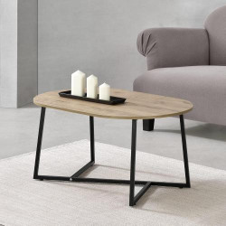 Table Basse Ovale Design Noir Effet Chêne, en.casa en situation