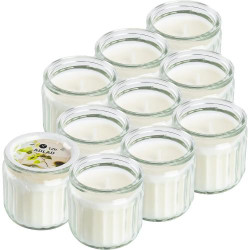 Présentation Ikea ADLAD 10 Bougies Parfumées Blanches Verre Bois