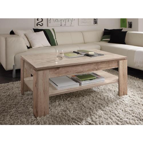 Présentation de Table Basse Melamine Chêne Sable Trendteam Smart Living en situation