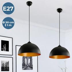 Suspensions Luminaires LED Noir Doré, Style Industriel Vintage en situation