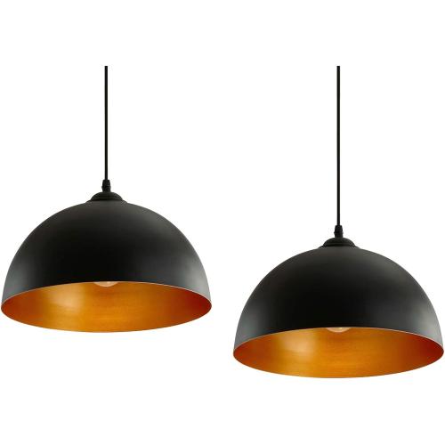 Présentation de Zoom sur Suspensions Luminaires LED Noir Doré, Style Industriel Vintage