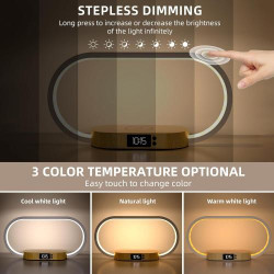 Lampe de Chevet Tactile avec Horloge et Chargeur Sans Fil en situation