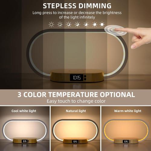 Présentation de Lampe de Chevet Tactile avec Horloge et Chargeur Sans Fil en situation