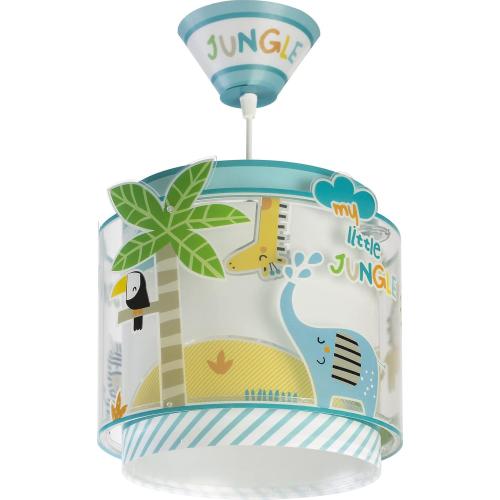 Présentation de Lampe suspension enfant Little Jungle, animaux colorés en situation