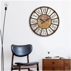 Horloge Murale Marron, Charme Industriel, Silencieuse en situation