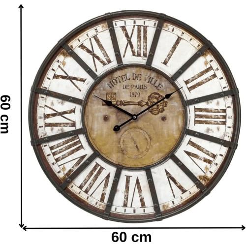 Présentation de Zoom sur Horloge Murale Marron, Charme Industriel, Silencieuse