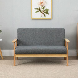 Dripex Canapé Moderne Scandinave Bois Lin Gris Foncé en situation