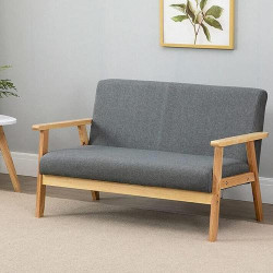 Présentation Dripex Canapé Moderne Scandinave Bois Lin Gris Foncé