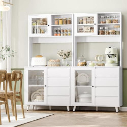 Buffet Cuisine FOREHILL, Armoire Rangement Vitres, 4 Tiroirs en situation