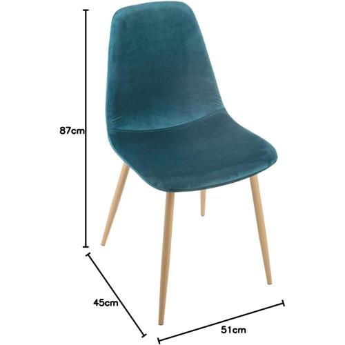 Présentation de Zoom sur Chaise Velours Bleu Canard, Élégance Atmosphera