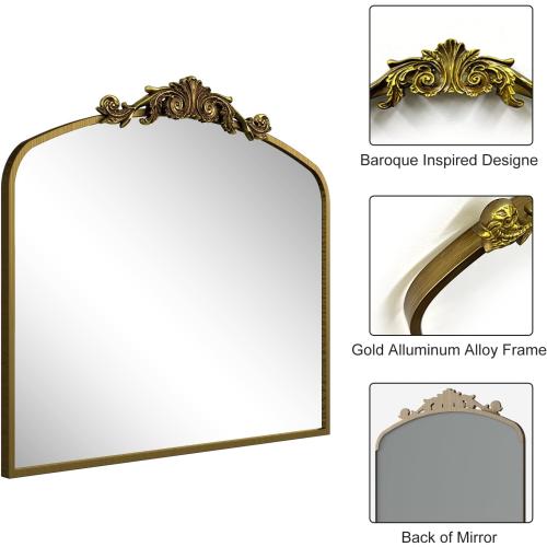 Présentation de Zoom sur Miroir antique doré SMIROR, style vintage baroque