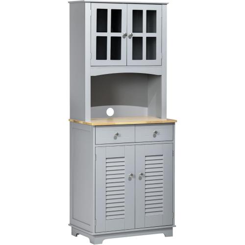 Présentation de Présentation Buffet haut HOMCOM, meuble rangement bois, gris classique