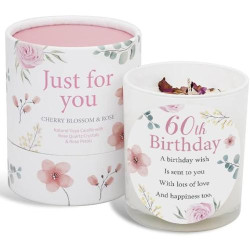 Présentation Bougie Soja 60e Anniversaire, Quartz Rose, Gemini Gifts