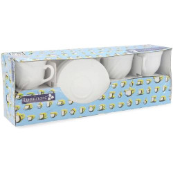 Tasses Luminarc Trianon, soucoupes, verre blanc, 6 pcs en situation