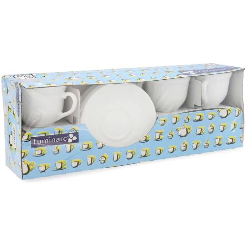 Présentation de Tasses Luminarc Trianon, soucoupes, verre blanc, 6 pcs en situation