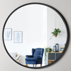 Présentation Miroir décoratif rond PROHOMEWARE, cadre métal moderne