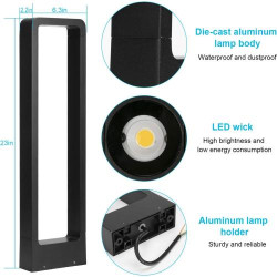 Lampe de Jardin LEDMO 12W 3000K IP65 Noire Aluminium en situation