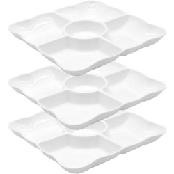 Assiettes à Compartiments GYSRXS, Plastique Réutilisable Blanc en situation