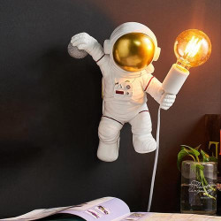 Présentation Applique Murale Enfant Astronaute, Lampe Murale Blanc, Interrupteur