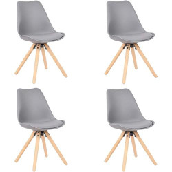 Présentation Chaises de Cuisine en Bois Rembourrées, Lot de 4, Gris