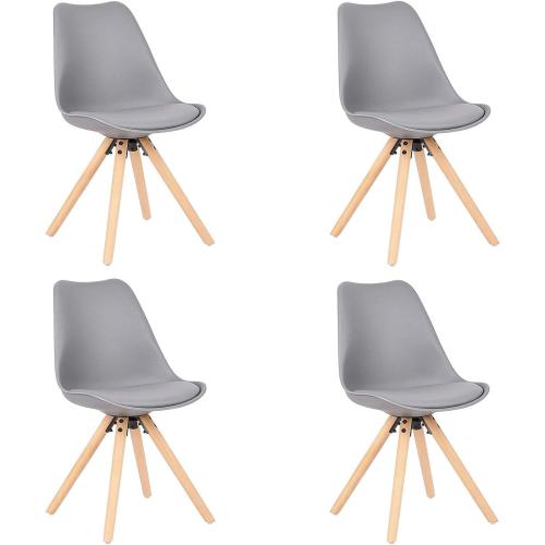 Présentation de Présentation Chaises de Cuisine en Bois Rembourrées, Lot de 4, Gris