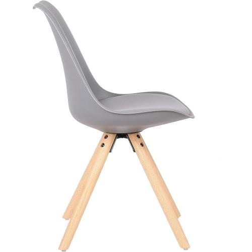 Présentation de Zoom sur Chaises de Cuisine en Bois Rembourrées, Lot de 4, Gris