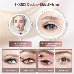 Miroir maquillage MIYADIVA, éclairage 20x, 3 lumières en situation