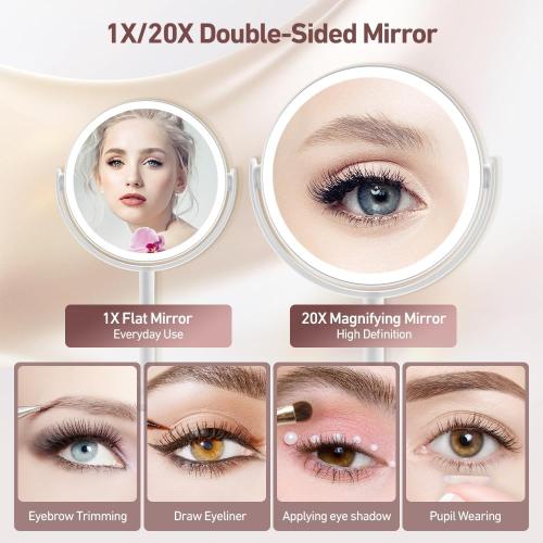 Présentation de Miroir maquillage MIYADIVA, éclairage 20x, 3 lumières en situation