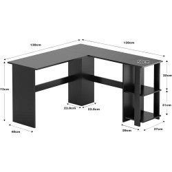 Bureau d'angle SogesHome, 2 étagères, design moderne en situation