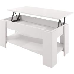 Présentation Table Basse Plateau Relevable Coffre Blanc Brillant