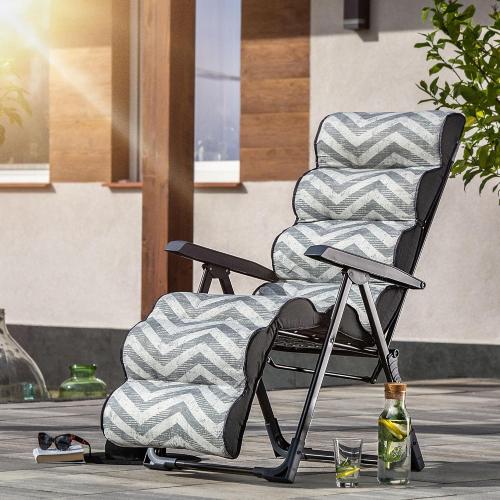 Présentation de Zoom sur KADAX Fauteuil Jardin Acier Inclinable Pliable Gris